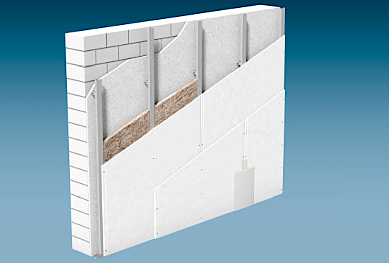 Vorsatzschale direkt befestigt einfach beplankt mit Silentboard Schallschutzplatte