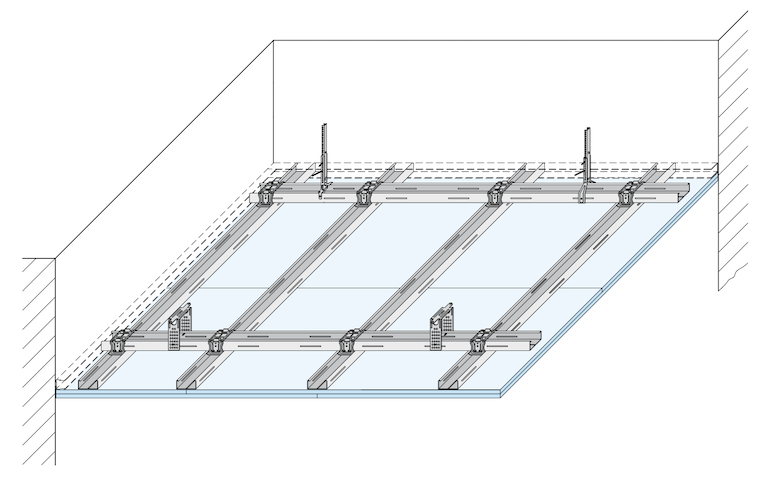 Gipskartondecke mit Direktabhänger - doppelt beplankt GKFI 12,5mm