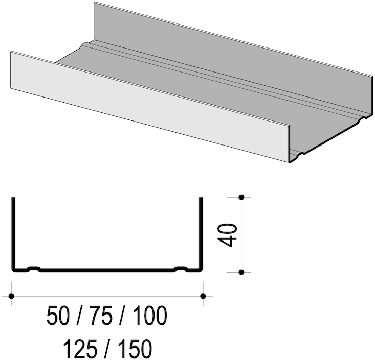 UW Profil 100x40x0,6x4000mm