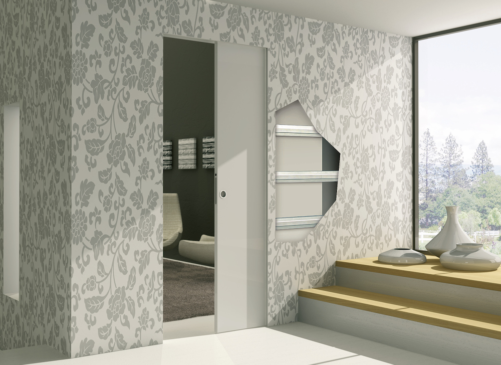 Eclisse Holztürblatt 40mm weiss für Schiebetüren Syntesis Stocklichthöhe 210cm