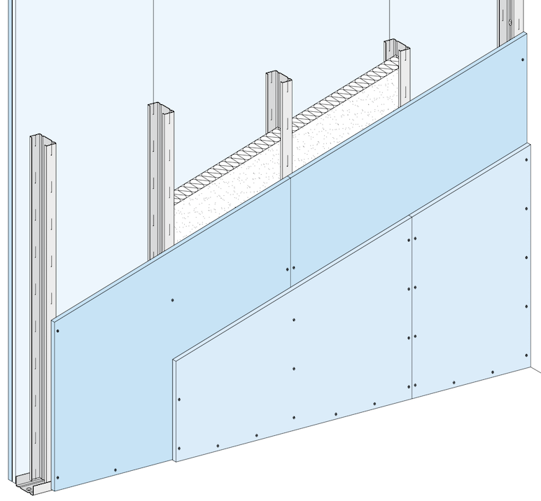 Metallständerwand doppelt beplankt - GKB 12,5mm / CW 50