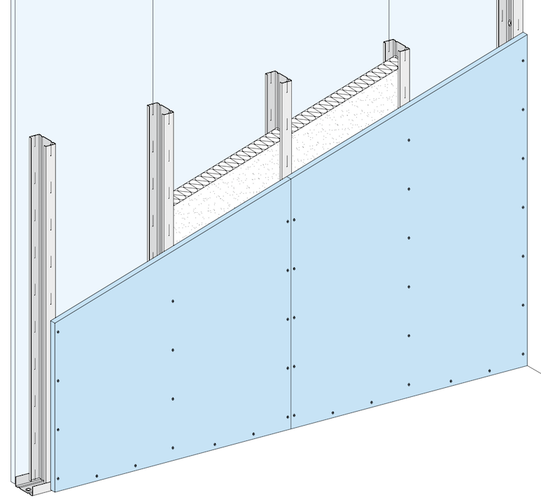 Metallständerwand einfach beplankt - GKFI 12,5mm / CW 75